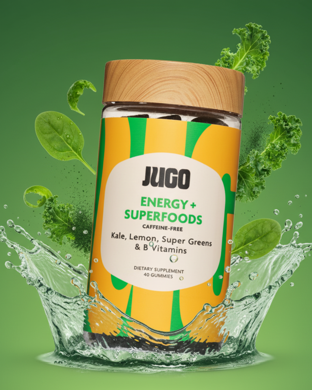 JUGO ENERGY + Vitamin B12 + Superfoods Gummies | Caffeine-Free Energy