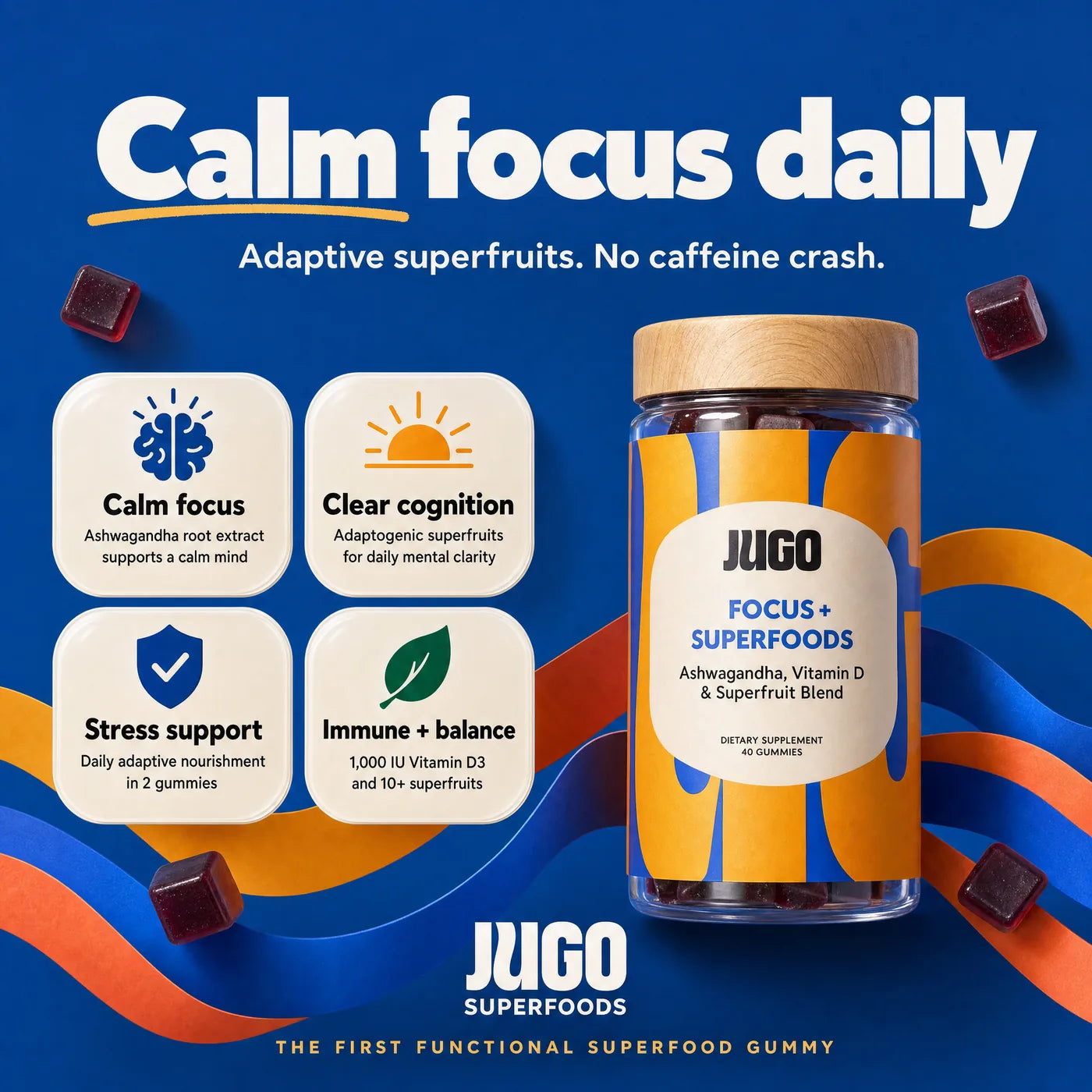 JUGO Focus + Superfoods benefits infographic