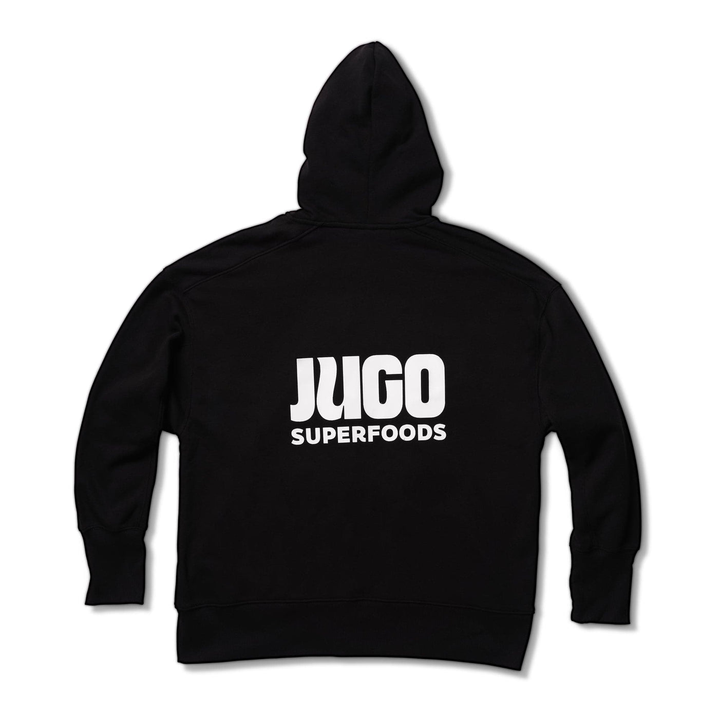JUGO Jacket in black with a large white logo on the back.