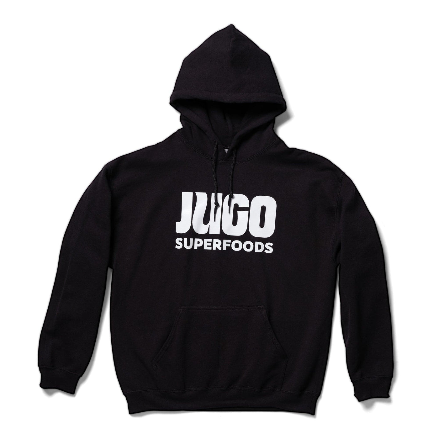 JUGO Hoodie in black featuring a bold white logo on the front.