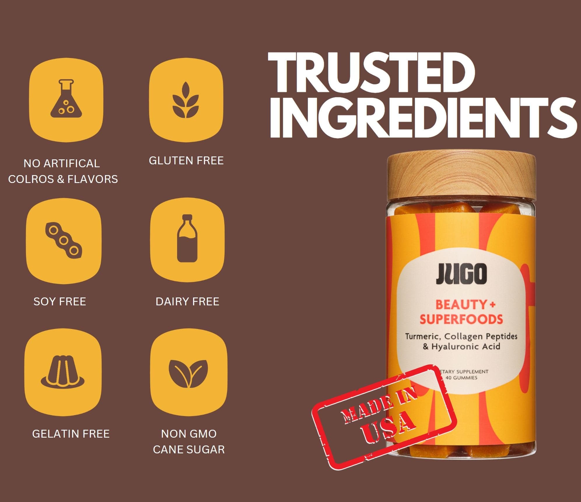 Trusted ingredients in JUGO BEAUTY + SUPERFOODS gummies