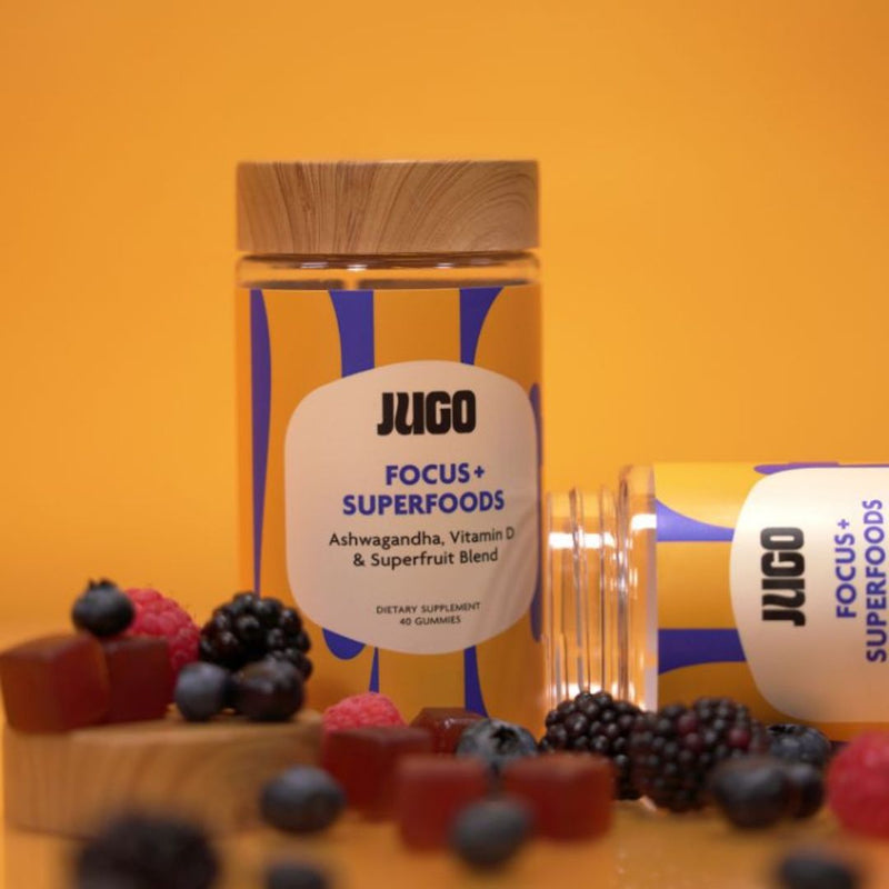 Focus Gummies with Ashwagandha & Superfruits – JUGO Dietary Supplement to Improve Concentration, Memory, and Reduce Stress