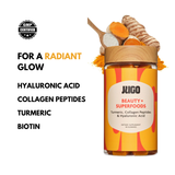 JUGO Beauty + Superfoods Gummies – GMP Certified Supplement with Hyaluronic Acid, Collagen Peptides, Turmeric, and Biotin for Radiant Skin and Glow