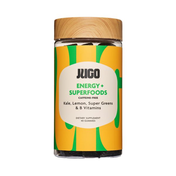 JUGO Energy + Superfoods Gummies – Caffeine-Free Daily Energy Supplement with Kale, Lemon, Super Greens, and B Vitamins – Natural Plant-Based Boost – 40 Gummies