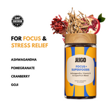 JUGO Focus + Superfoods Gummies – Brain & Stress Support with Ashwagandha, Pomegranate, Cranberry, and Goji – Natural Supplement for Mental Clarity, Focus, and Relaxation – GMP Certified, 40 Gummies
