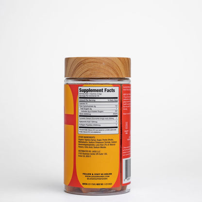 Back view of a Jugo Beauty Superfoods bottle showing the Supplement Facts panel on a white background.