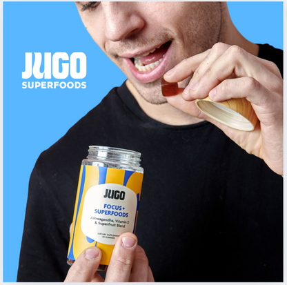 JUGO FOCUS Ashwagandha + Superfoods Gummies | Stress Relief & Focus Supplement