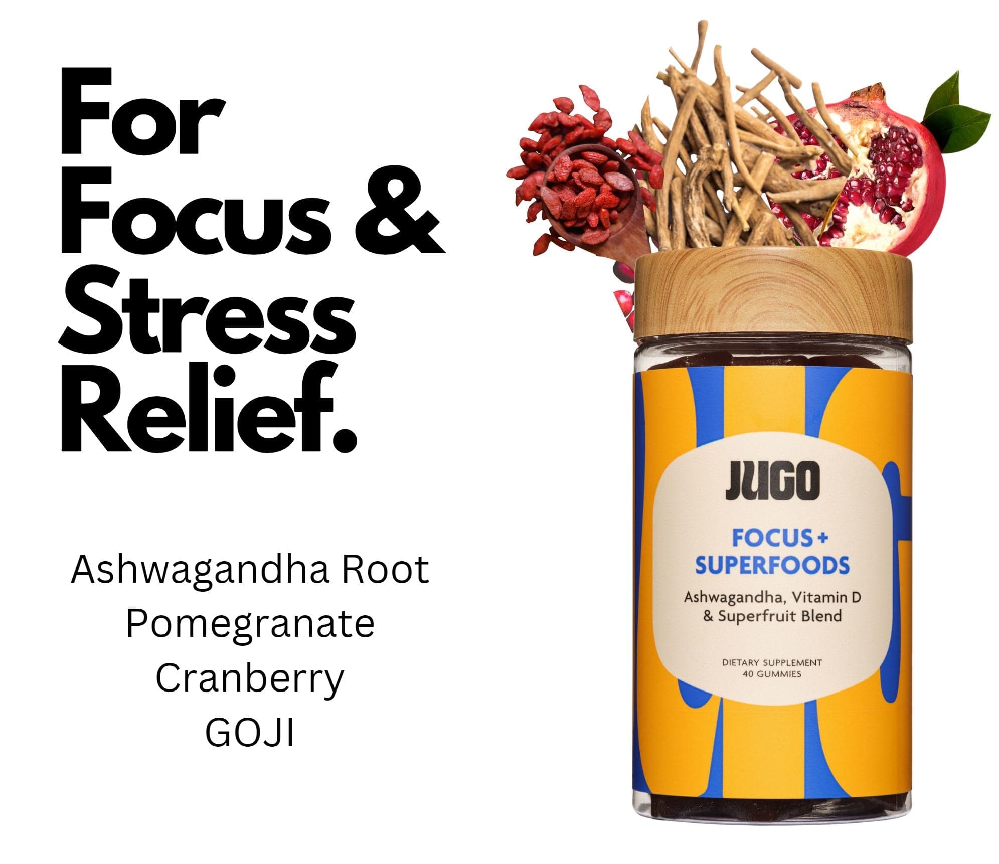 JUGO Starter Gummy Bundle for improved focus and stress relief