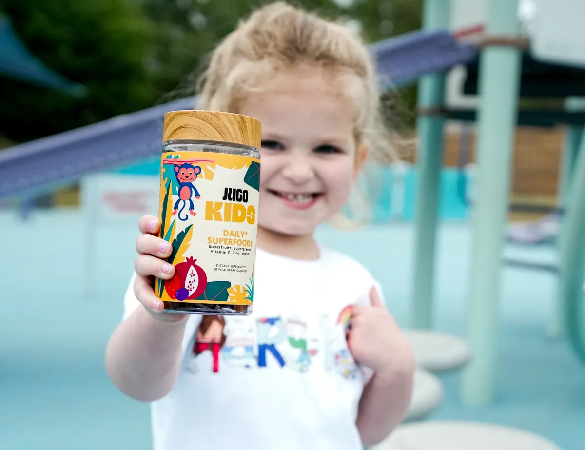 A real kid with JUGO Kids Daily + Superfoods